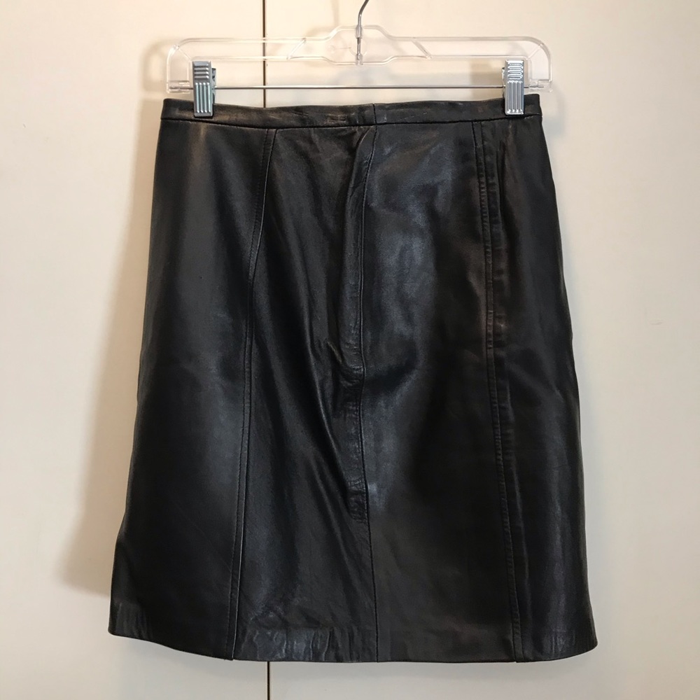 vintage 90s black leather mini skirt